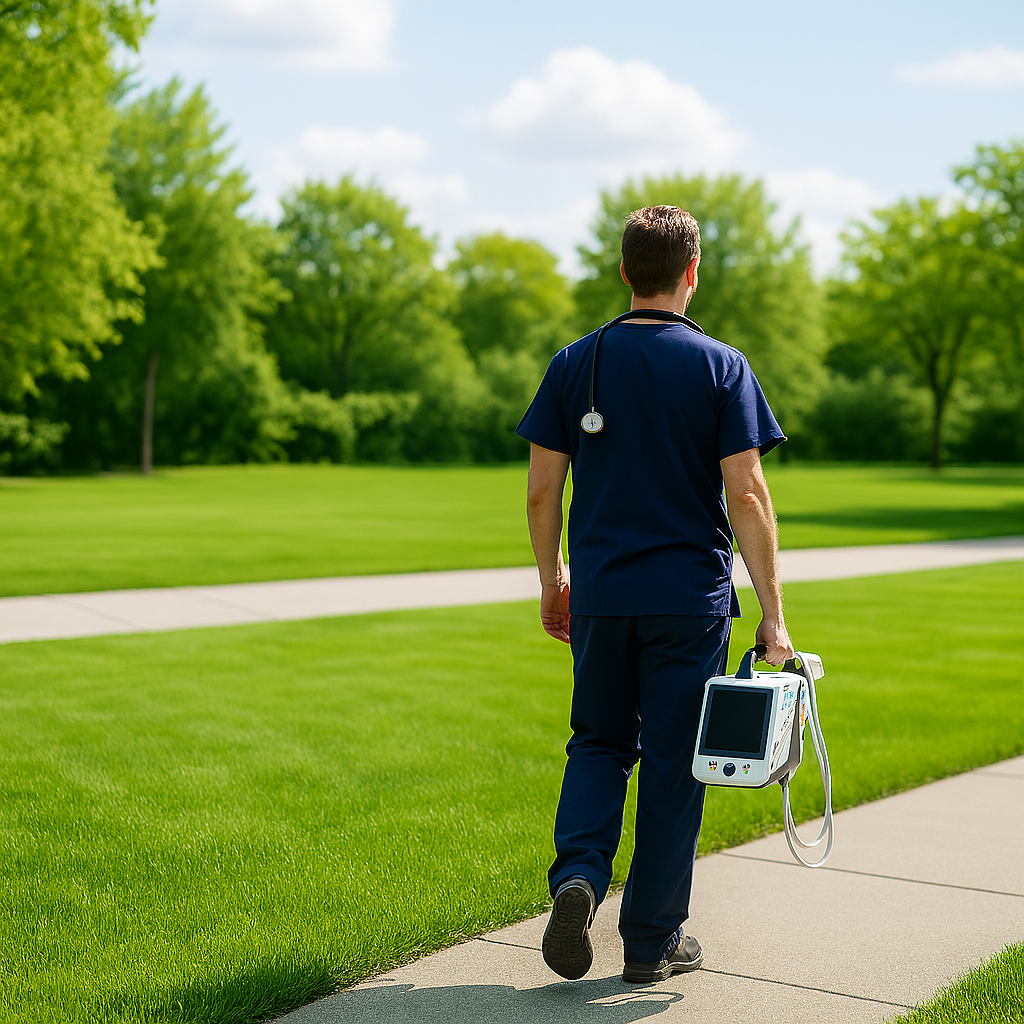 outdoor image with person and us machine